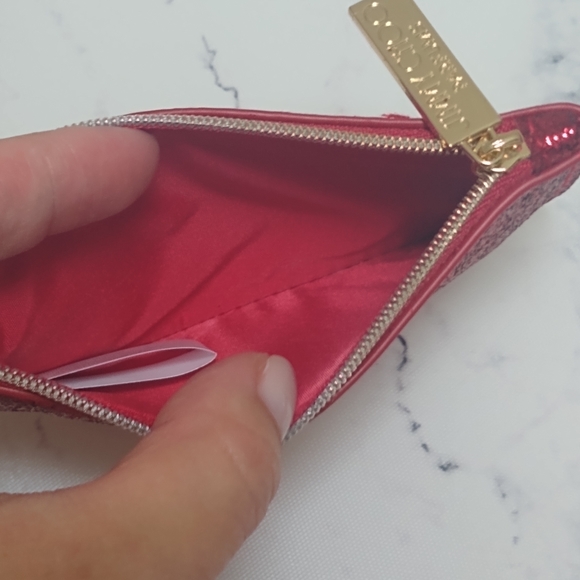 Jimmy Choo Red Sparkle Coin Purse Pouch - Picture 6 of 8